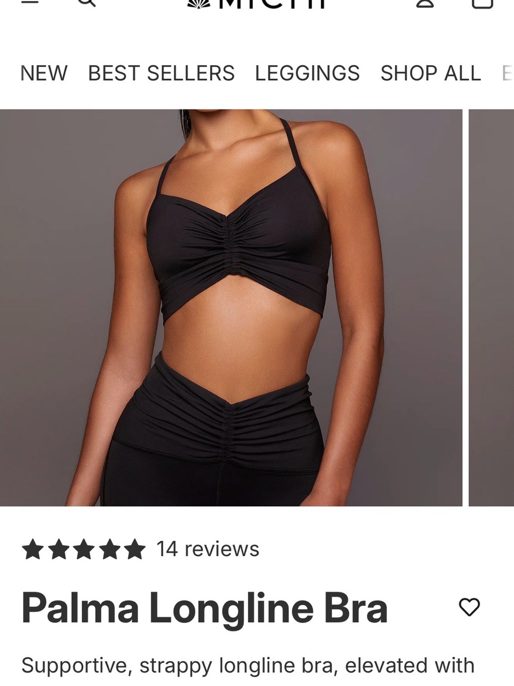 MICHI Palma Longline Sports Bra in Black